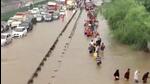 Waterlogging was reported from major key areas such as Golf Course Road, Iffco Chowk, among others. (ANI image) Waterlogging was reported from major key areas such as Golf Course Road, Iffco Chowk, among others. (ANI image)