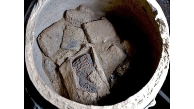 Also unearthed are ceramic vessels that contain remarkably well-preserved tablets covered in cuneiform (the oldest written script), some still within their clay envelopes. Deciphering these could reveal what life was like in Zakhiku. ((Image Courtesy: Universities of Freiburg and Tübingen, KAO) Also unearthed are ceramic vessels that contain remarkably well-preserved tablets covered in cuneiform (the oldest written script), some still within their clay envelopes. Deciphering these could reveal what life was like in Zakhiku. ((Image Courtesy: Universities of Freiburg and Tübingen, KAO)