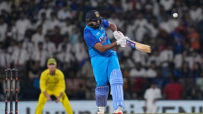 India's captain Rohit Sharma plays a shot during the second T20 cricket match between India and Australia (AP) India's captain Rohit Sharma plays a shot during the second T20 cricket match between India and Australia (AP)