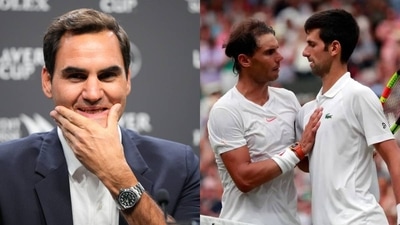 Roger Federer; Rafael Nadal with Novak Djokovic Roger Federer; Rafael Nadal with Novak Djokovic