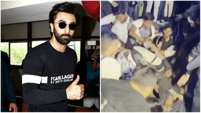 Ranbir Kapoor rushes to help injured fans. Left Image credit- Varinder Chawla. Ranbir Kapoor rushes to help injured fans. Left Image credit- Varinder Chawla.