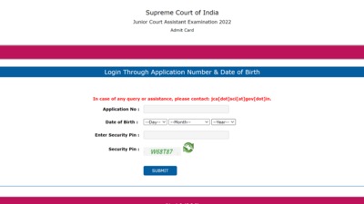 Supreme Court JCA admit card 2022 out at main.sci.gov.in Supreme Court JCA admit card 2022 out at main.sci.gov.in