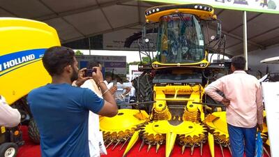 A ₹3 crore silage harvester became the cynosure of all eyes during the first day of Kisan Mela held at Punjab Agricultural University (PAU), Ludhiana, on Friday. (HT Photo) A ₹3 crore silage harvester became the cynosure of all eyes during the first day of Kisan Mela held at Punjab Agricultural University (PAU), Ludhiana, on Friday. (HT Photo)
