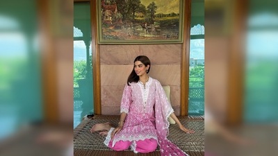 Khushi Kapoor, who is currently vacationing in Bikaner, Rajasthan, donned a beautiful ombre pink salwar suit with lace detailing for a recent outing. (Instagram/@khushi05k)