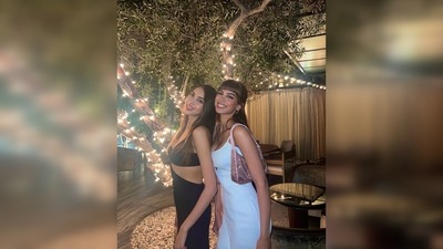 Khushi Kapoor's dress features a plunging neckline with a chest cut-out and thin straps. (Instagram/@khushi05k)