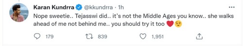 Karan Kundrra's tweet.