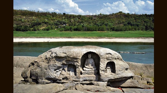 The 600-year-old carvings on once-submerged islands in the Yangtze river. (Reuters)