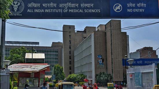 New Delhi, India - June 25, 2020: A view of the main entrance to the OPD at All India Institute of Medical Sciences (AIIMS), in New Delhi, India on Thursday, June 25, 2020. OPD services at AIIMS are set to resume from June 25 for follow-up patients — initially for not more than 15 patients a day in each department. (Photo by Biplov Bhuyan/ Hindustan Times) (Biplov Bhuyan/HT PHOTO)