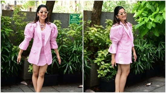 Rashmika Mandanna is currently awaiting the release of her upcoming film Goodbye. Also starring Amitabh Bachchan and Neena Gupta in leading roles, Goodbye traces the life and journey of a family of acceptance as they cope with the death of a family member. Rashmika is currently busy with the promotions of the film. The actor was spotted in Mumbai on Friday as she slayed summer fashion goals yet again.(HT Photos/Varinder Chawla)