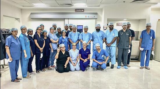 The team involved in the robotic kidney transplant surgery. (PTI)