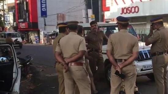 Kerala bandh today: Police personnel at Kottayam as a 12-hour strike began in Kerala on Friday.&nbsp;