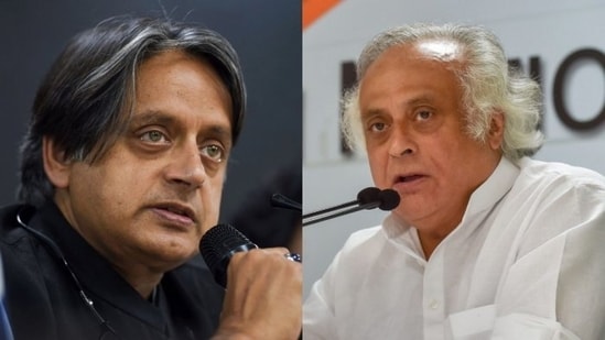 Congress MP Shashi Tharoor and general secretary in-charge communications Jairam Ramesh.