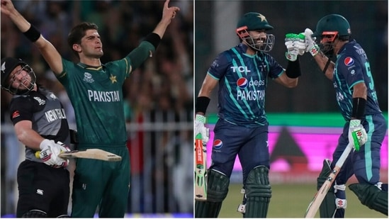 Shaheen Afridi; Babar Azam and Mohammad Rizwan(AP)