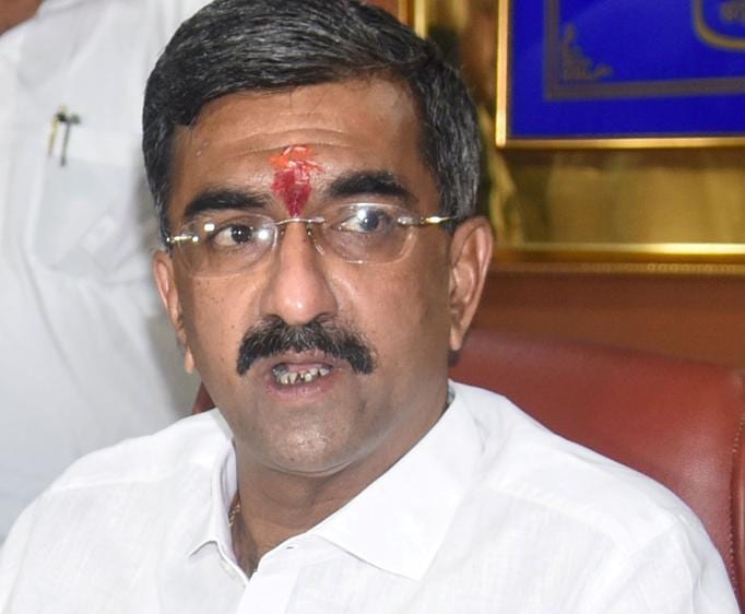 Maharashtra minister Shambhuraj Desai was addressing the media on the occasion of Dr Ambedkar's Mahaparinirvan Diwas. (HT PHOTO) Maharashtra minister Shambhuraj Desai was addressing the media on the occasion of Dr Ambedkar's Mahaparinirvan Diwas. (HT PHOTO)