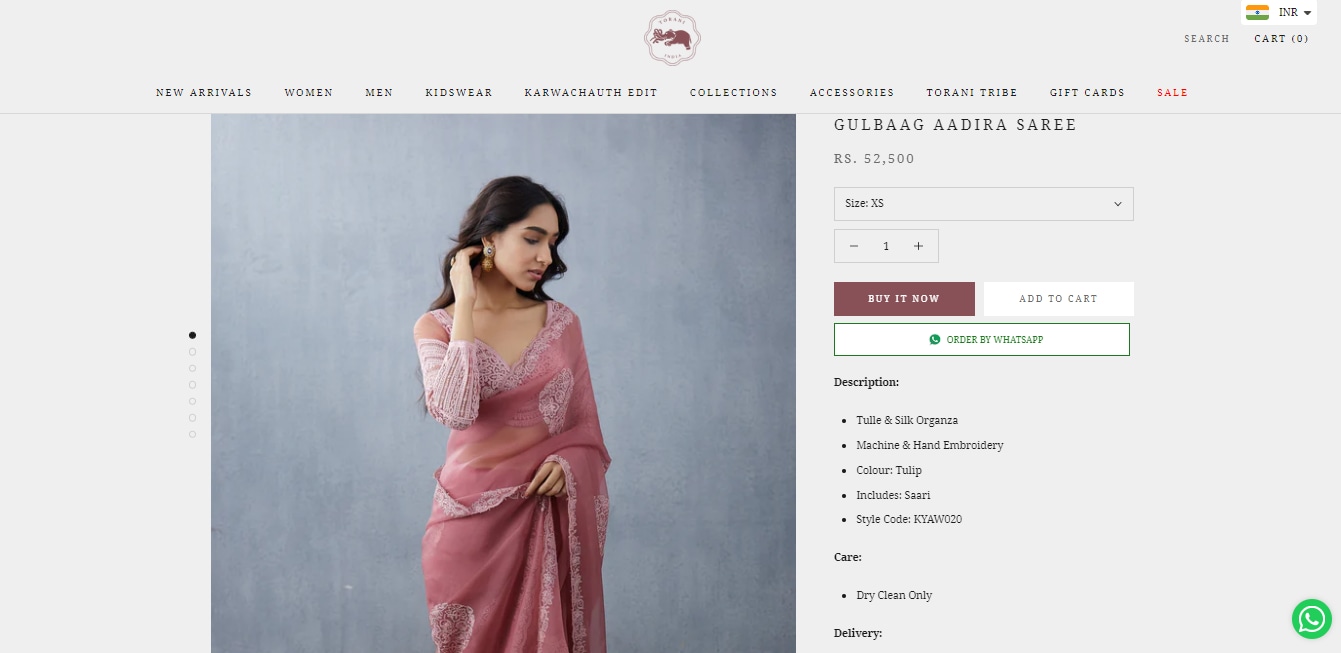 The price of the saree Hina Khan wore for the photoshoot.&nbsp; (torani.com)
