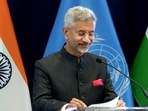 External affairs minister S Jaishankar speaks at Showcasing India-UN Partnership in Action, a special event on the sidelines of UNGA, in New York on Saturday. (ANI ) External affairs minister S Jaishankar speaks at Showcasing India-UN Partnership in Action, a special event on the sidelines of UNGA, in New York on Saturday. (ANI )