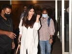 Aishwarya Rai posed for the cameras outside the airport. Aishwarya Rai posed for the cameras outside the airport.