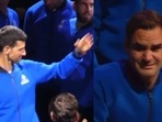 Novak Djokovic seen initiating memorable Roger Federer retirement gesture Novak Djokovic seen initiating memorable Roger Federer retirement gesture