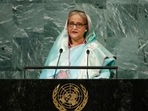 Sheikh Hasina On Climate Change: Prime Minister of Bangladesh Sheikh Hasina addresses the 77th session of the United Nations General Assembly.(AP) Sheikh Hasina On Climate Change: Prime Minister of Bangladesh Sheikh Hasina addresses the 77th session of the United Nations General Assembly.(AP)