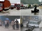 Visuals of waterlogging from different parts of Gurugram shared by news agencies. Visuals of waterlogging from different parts of Gurugram shared by news agencies.