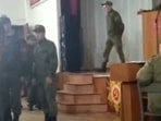 Russia-Ukraine War: An officer could be heard shouting in Russian at men.(Twitter) Russia-Ukraine War: An officer could be heard shouting in Russian at men.(Twitter)