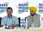 File photo of Delhi CM Arvind Kejriwal with his Punjab counterpart Bhagwant Mann. File photo of Delhi CM Arvind Kejriwal with his Punjab counterpart Bhagwant Mann.