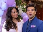 Bipasha Basu with husband Karan Singh Grover at their baby shower.