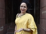 (File photo) BJP MP Hema Malini at Parliament in New Delhi.(Mohd Zakir/HT PHOTO) (File photo) BJP MP Hema Malini at Parliament in New Delhi.(Mohd Zakir/HT PHOTO)
