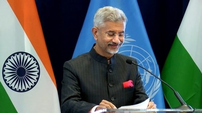 External affairs minister S Jaishankar speaks at Showcasing India-UN Partnership in Action, a special event on the sidelines of UNGA, in New York on Saturday.&nbsp; (ANI )