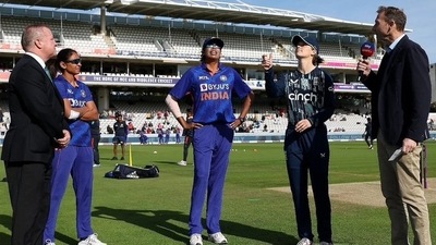 Jhulan Goswami along with India captain Harmanpreet Kaur at toss Jhulan Goswami along with India captain Harmanpreet Kaur at toss
