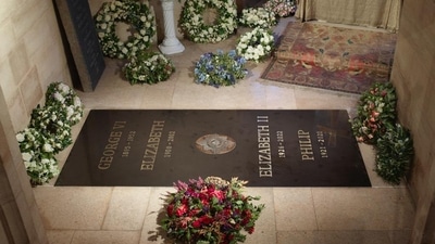 Queen Elizabeth II: A photograph of the ledger stone now installed at the King George VI Memorial Chapel. (Twitter) Queen Elizabeth II: A photograph of the ledger stone now installed at the King George VI Memorial Chapel. (Twitter)