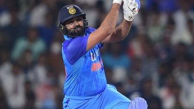 Indian captain Rohit Sharma plays a shot (PTI) Indian captain Rohit Sharma plays a shot (PTI)