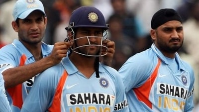 File photo of Irfan Pathan, MS Dhoni and Harbhajan Singh