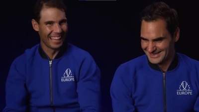 Rafael Nadal with Roger Federer Rafael Nadal with Roger Federer