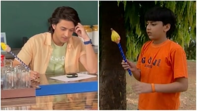 Shaka Laka Boom Boom actor Kinshuk Vaidya was spotted filming with magic pencil. Shaka Laka Boom Boom actor Kinshuk Vaidya was spotted filming with magic pencil.