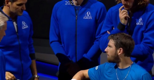 Roger Federer with Cam Norrie Roger Federer with Cam Norrie