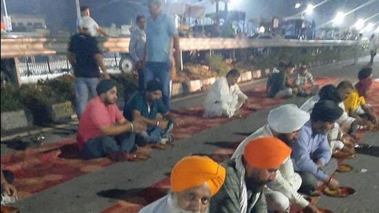 Hundreds of farmers blocked NH 44 around 1pm on Friday and spent the night on the highway. (Sourced)