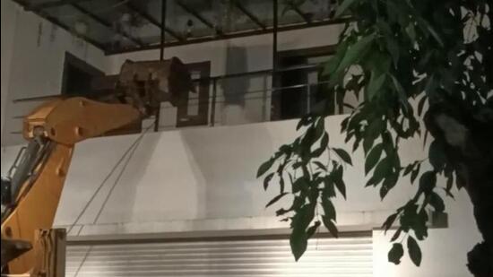 The district administration bulldozed the illegal construction’ of the Vanantra Resort, owned by the BJP leader’s son, late on Friday evening. (Sourced) The district administration bulldozed the illegal construction’ of the Vanantra Resort, owned by the BJP leader’s son, late on Friday evening. (Sourced)