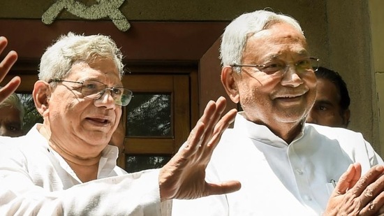 File photo of Bihar chief minister Nitish Kumar with CPI(M) general secretary Sitaram Yechury from a meeting they held recently. (PTI) File photo of Bihar chief minister Nitish Kumar with CPI(M) general secretary Sitaram Yechury from a meeting they held recently. (PTI)
