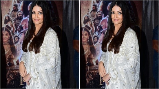 Aishwarya happily posed for the cameras as she looked stunning as ever.(HT Photos/Varinder Chawla)