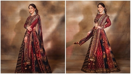 Madhuri Dixit earlier left fans spellbound with her latest photoshoot pictures in a multi-coloured lehenga set.(Instagram/@madhuridixitnene)