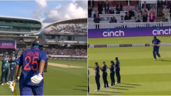 Jhulan Goswami gets guard of honour(Twitter) Jhulan Goswami gets guard of honour(Twitter)