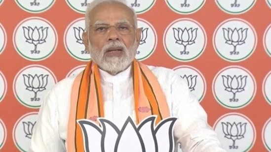 PM Modi addresses Himachal rally virtually. ((BJP/ Twitter) ) PM Modi addresses Himachal rally virtually. ((BJP/ Twitter) )