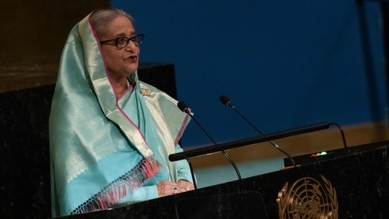 Sheikh Hasina On Rohingya Crisis: Bangladesh's Prime Minister Sheikh Hasina addresses the 77th session of the United Nations General Assembly.(AFP)