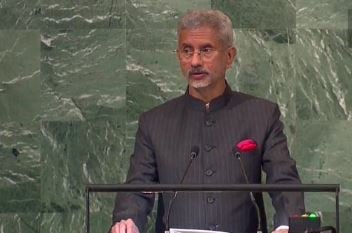 External affairs minister S Jaishankar addresses the UN General Assembly session on Saturday.&nbsp;