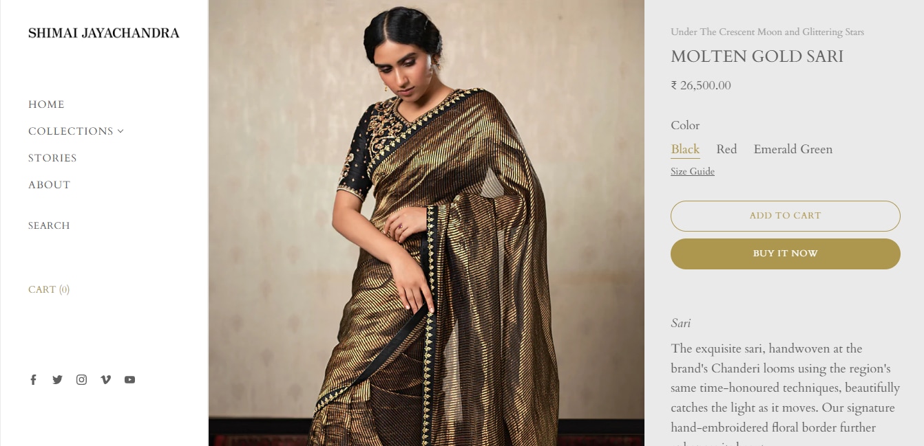 The price of the saree Trisha Krishnan wore for PS1 promotions.&nbsp; (shimaijayachandra.com)