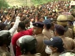 Uttarakhand teen murder: Huge stir was reported outside mortuary where body was kept. ((ANI) ) Uttarakhand teen murder: Huge stir was reported outside mortuary where body was kept. ((ANI) )