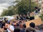 Iran Embassy In London Protests: Protests outside Iran Embassy in London turned violent.(Twitter) Iran Embassy In London Protests: Protests outside Iran Embassy in London turned violent.(Twitter)