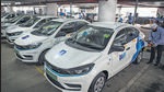 Blu Smart Cabs’ charging hub in Nehru Place, New Delhi. (Sanchit Khanna/HT Photo) Blu Smart Cabs’ charging hub in Nehru Place, New Delhi. (Sanchit Khanna/HT Photo)