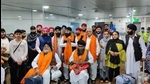 Rajya Sabha MP Vikramjit Singh Sahney along with refugees in New Delhi. (Courtesy: Twitter) Rajya Sabha MP Vikramjit Singh Sahney along with refugees in New Delhi. (Courtesy: Twitter)